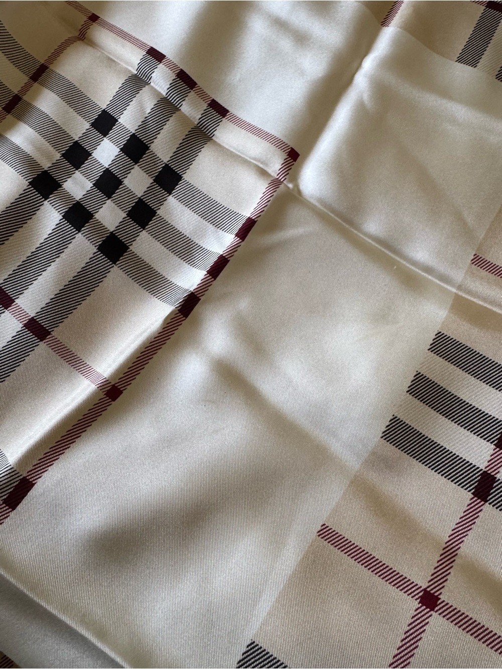 Burberry Beige Plaid Silk Square Scarf - Picture 12 of 16
